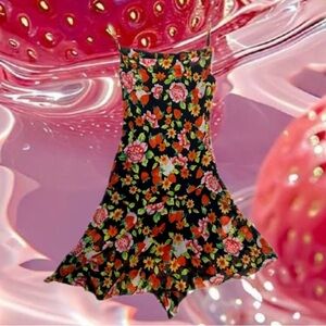 Strawberry Floral Mesh Spaghetti Strap Mini Dress Sun dress garden fairy